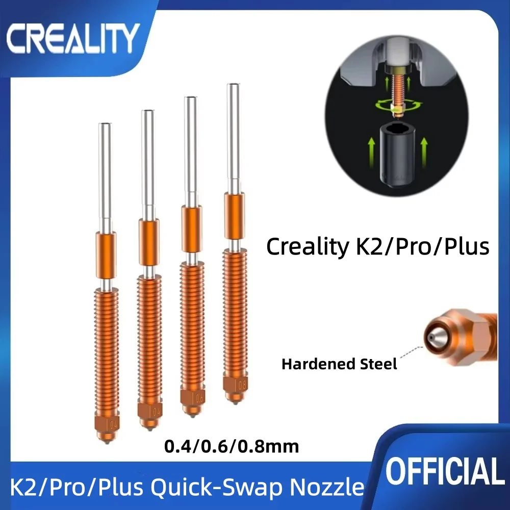 

Creality Official K2/Pro/Plus Nozzles 0.4/0.6/0.8mm Quick-Swap 3D Printer Nozzle Copper Alloy and Hardened Steel Nozzle Kit