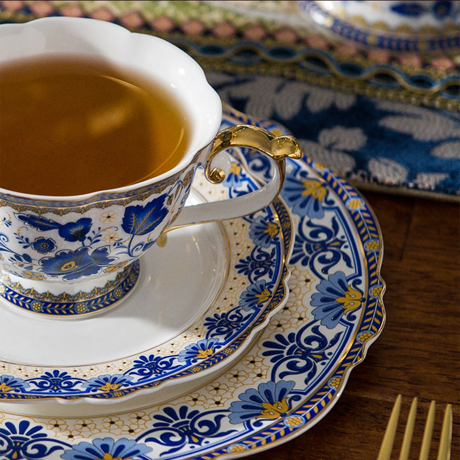 Blue And White Porcelain Tea Cups Saucers Set Beautiful Enameled Tea Cups Saucer Set Office Home Brew China Tea Coffee Cup