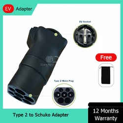 16A IEC 62196 Type 2 Male Plug EV Charger to Schuko Socket EVSE Dicharge Adapter For Power Supply