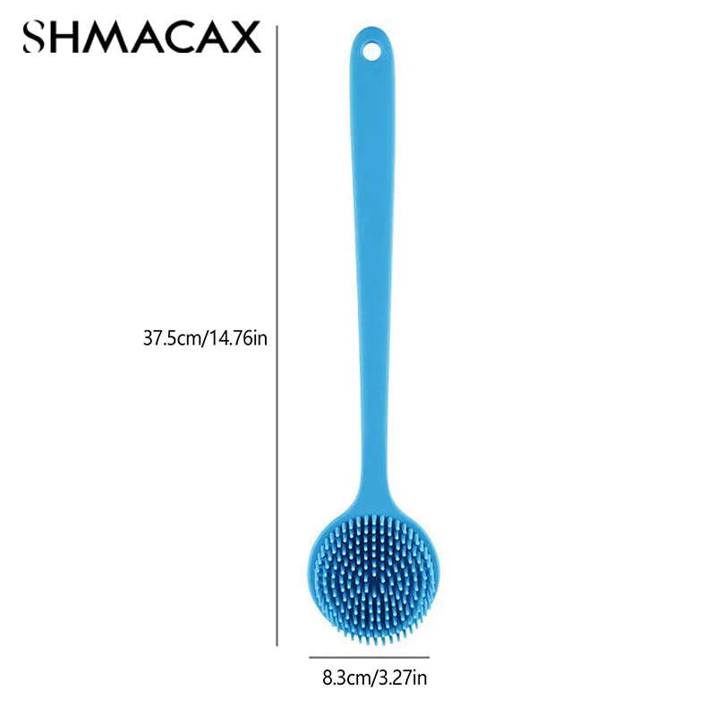 Épurateur de dos en silicone, épurateur corporel à long manche, brosse de douche légère et facile à tenir pour les livres de peau et l'expérimentation avec un crochet gratuit