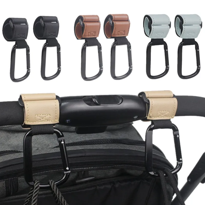 Baby Stroller Hook PU Leather Pram Cart Bag Organizer Hooks Universal Pushchair Diaper Bag Holder Hook Clip Stroller Accessories