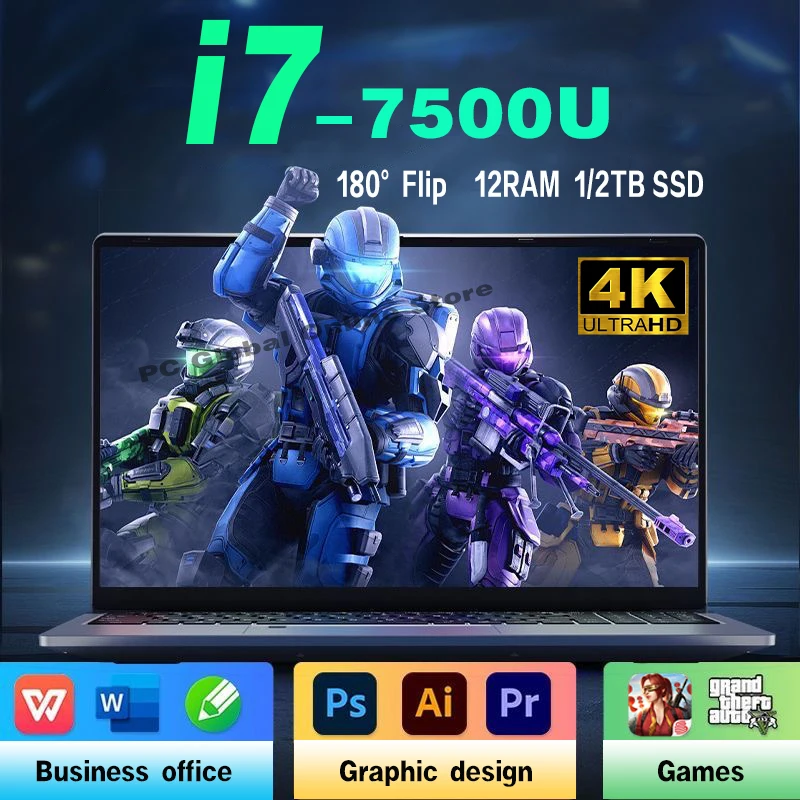 

14,1-дюймовый портативный ноутбук Core i7-7500U Windows 11 Pro для бизнеса и офиса, ноутбук, 12 ГБ ОЗУ, 1 ТБ, 2 ТБ SSD, ноутбуки, игры