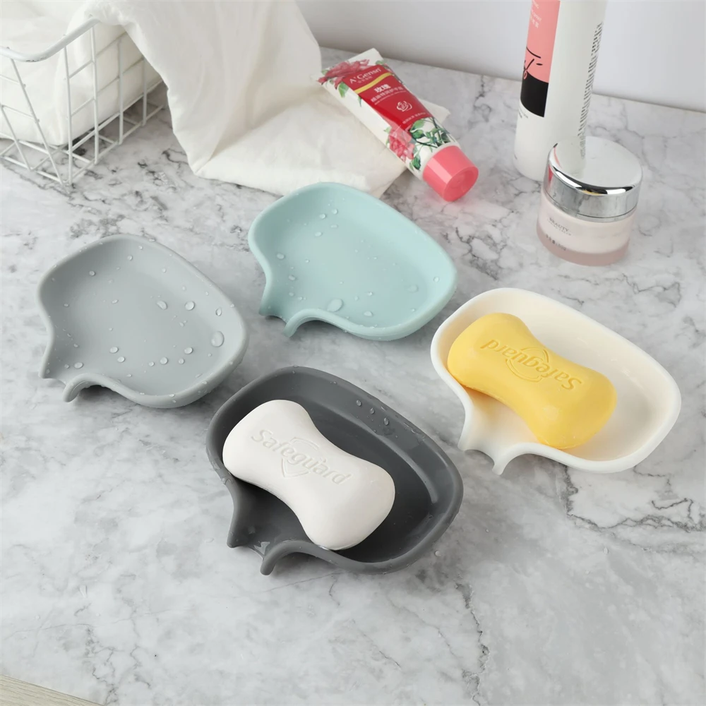 Waterproof Silicone Soap Holder Creative Soft Silicone Soap Tray with Drain Sponge Tray Multifunctional Bathroom Organizer Tools