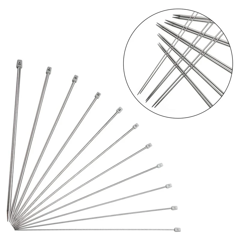 

A33Z-Связочные спицы, набор прямых одноконечных спиц, 22-местные металлические короткие вязальные спицы и удобная сумка для хранения