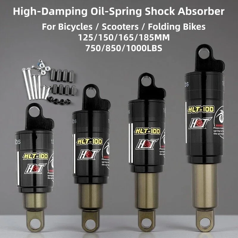 

HLT100 Bicycle Oil Spring Shock Absorber 125mm*850bl 150mm*1000bl Rear Shock Absorber Electric Bike Snowmobile Road Mountain