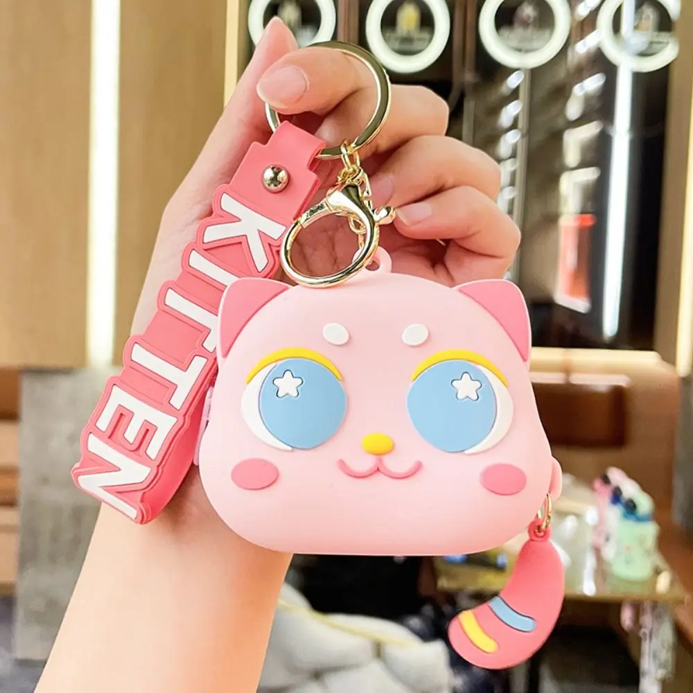 

Cute Silicone Coin Purse Cat Strap Pendant Keychain Wallet Mini Wallet Kids Girls Women