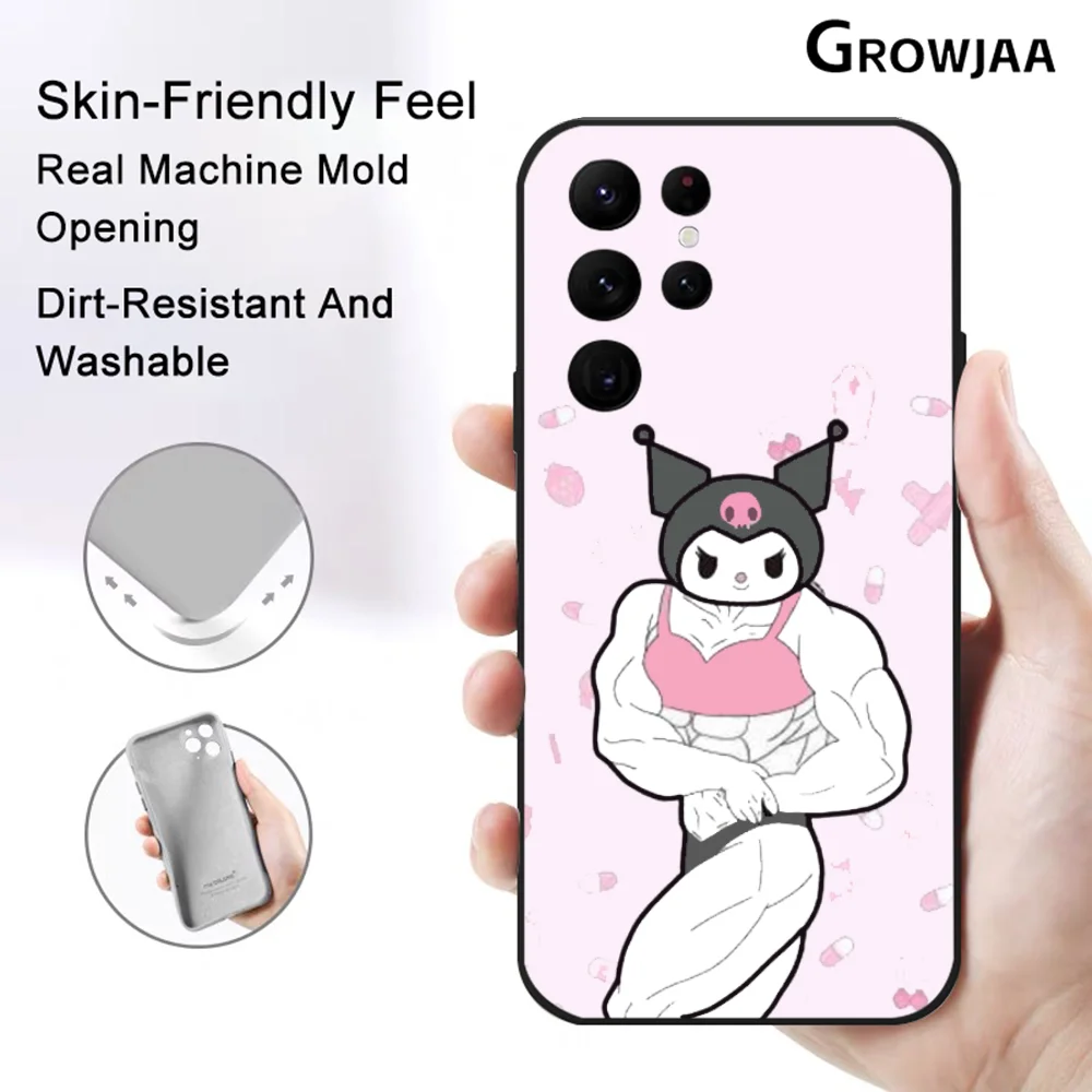 Muscular Fierce Hallo Kitty Phone Case for Samsung Galaxy S24 Ultra S22 S23 Ultra S21 S20 5G Protective Silicone TPU Funda