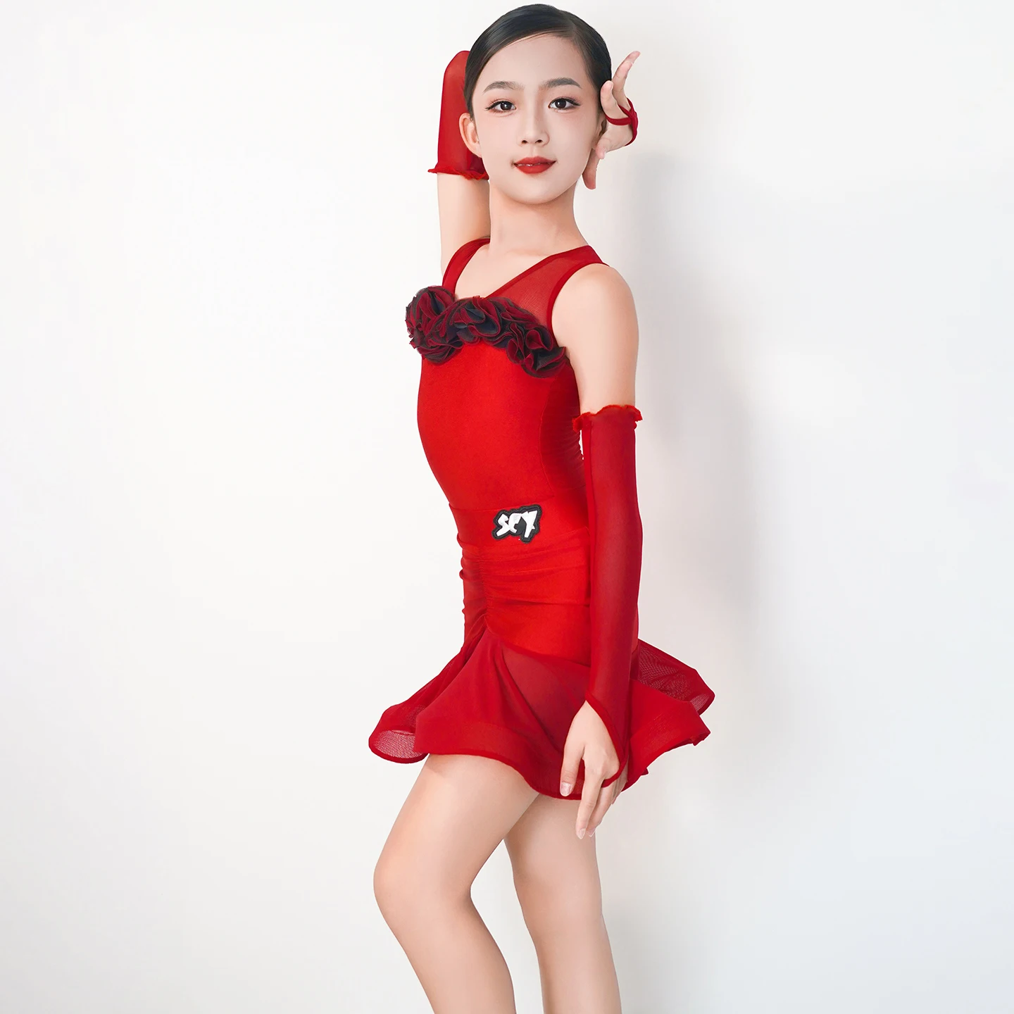 Sukienka na zawody tańca latynoamerykańskiego dla dziewcząt bez rękawów, profesjonalne ubranie taneczne dla dzieci, fioletowo-czerwona sukienka do tańca latynoamerykańskiego XS10238