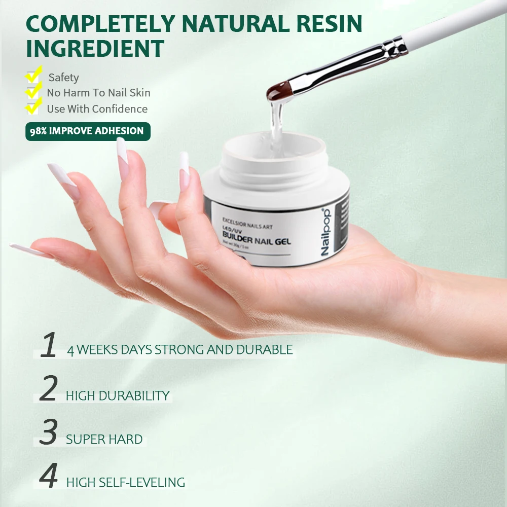 Kit de construcción de Gel Nailpop, rosa, desnudo, transparente, 3 colores, 1 Juego, arte de uñas profesional, Kit de Gel constructor de manicura DIY, uñas fuertes