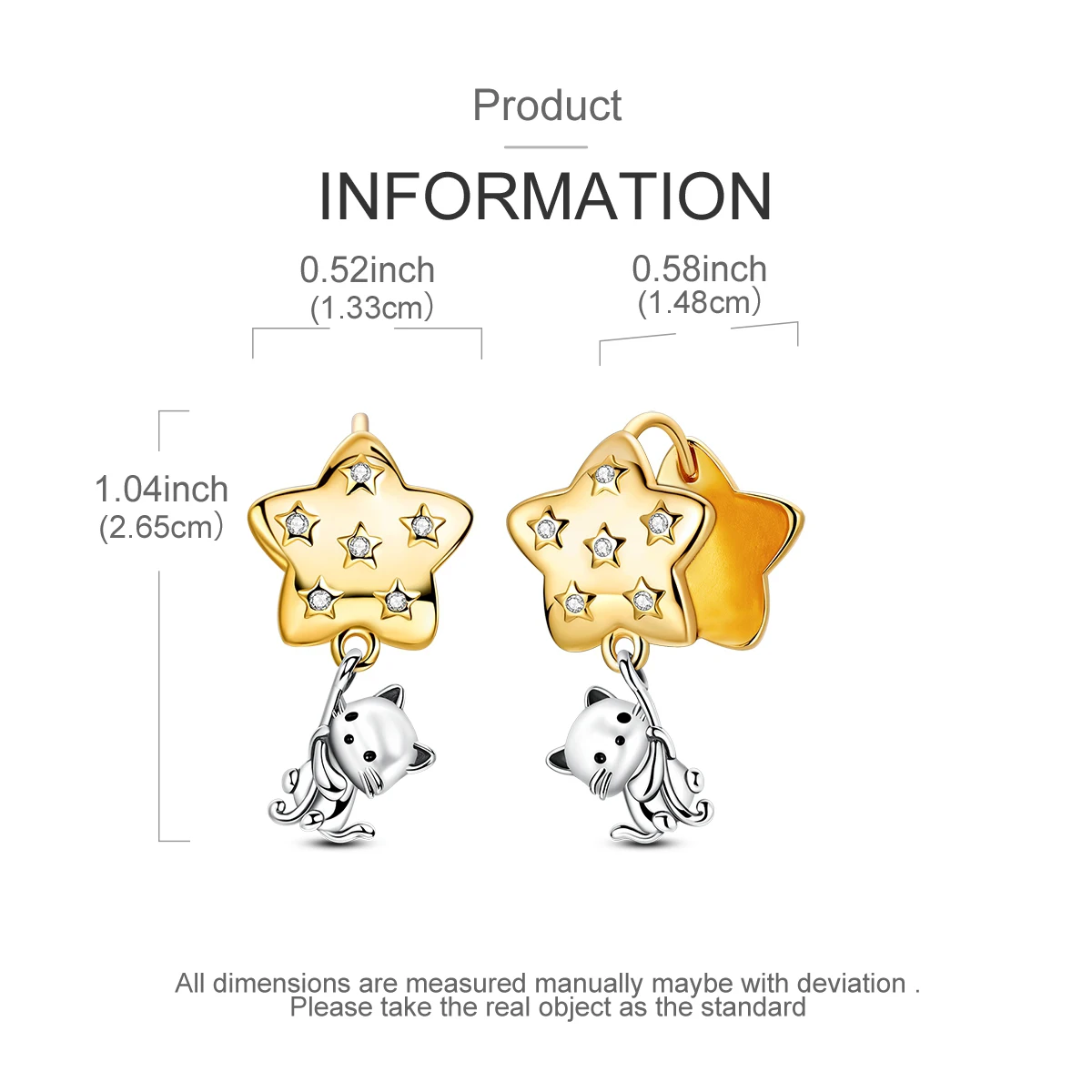 New in 925 Sterling Silver Cat Picking Stars Stud Earrings for Women Girl Ear Studs Fine Jewelry Fashion Luxury Anniversary - Image 4