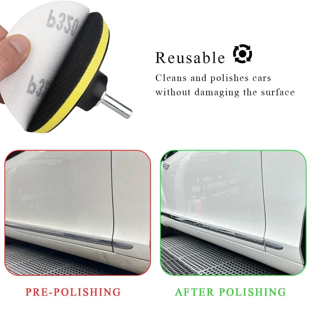 5 inchWool Polishing Buffing Pad Polisher Buffing Wheel Wool Pads with M10 Drill Rod Adapter Hook Loop Back Auto Wool Polishing