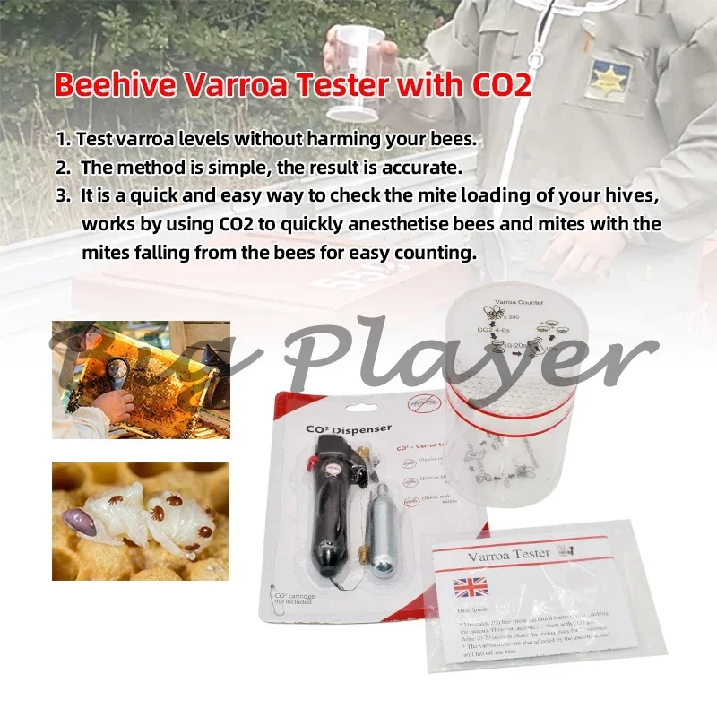 CO2 Powered Varroa Mite Test Tool - Honey Bee Easy Check Monitor Beehive Beekeeping Equipment