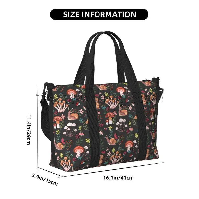 Mushroom Snail Print Travel Duffle Bag Overnight Travel Luggage Bag Lightweight Waterproof Weekender Bags for Women Men