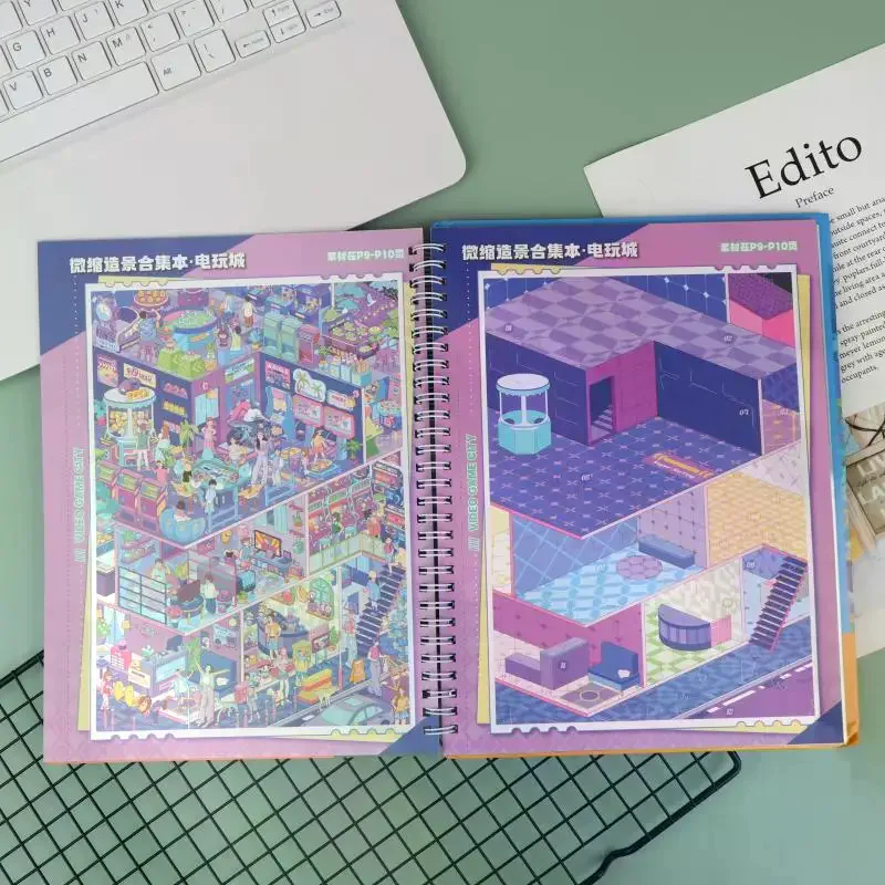 1pcs-livro-de-adesivos-3d-kawaii-de-verao-para-praia-com-cenario-de-arcade-diy-cenario-de-cabana-de-bolso-presente-de-festival