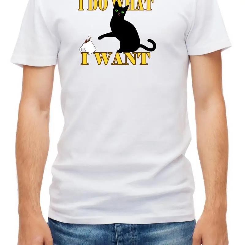 

I Do What Want Funny Cat White Men's T Shirt F072