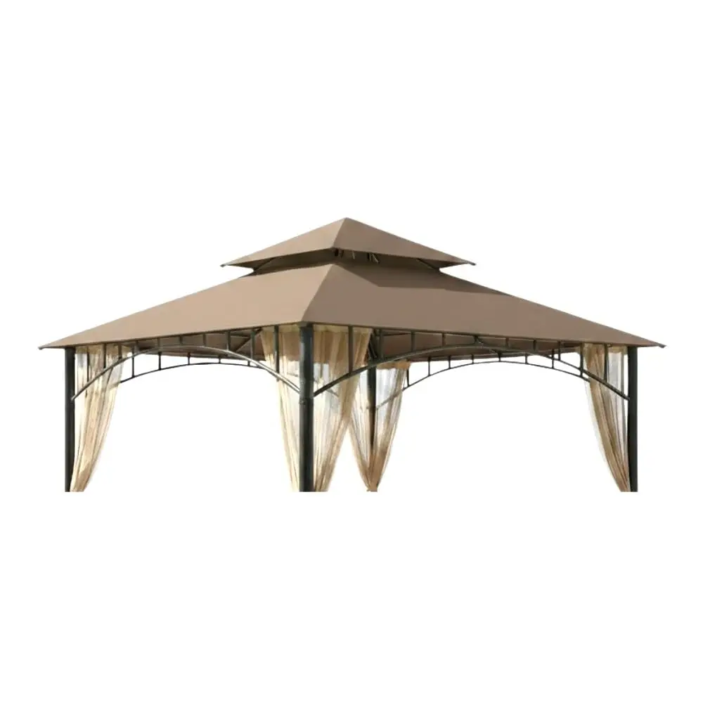 Gazebo Canopy Top 10x10ft for L-GZ136PST & L-GZ136PST-2, Riplock 350 Fabric, Water Resistant, Brown, Customized