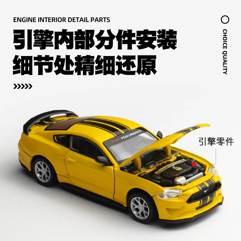 Modelo de Carro Esportivo em Liga Simulada Ford Mustang GT2018 1:42, Carro Modificado, Desmontável, Presente de Ornamento DIY