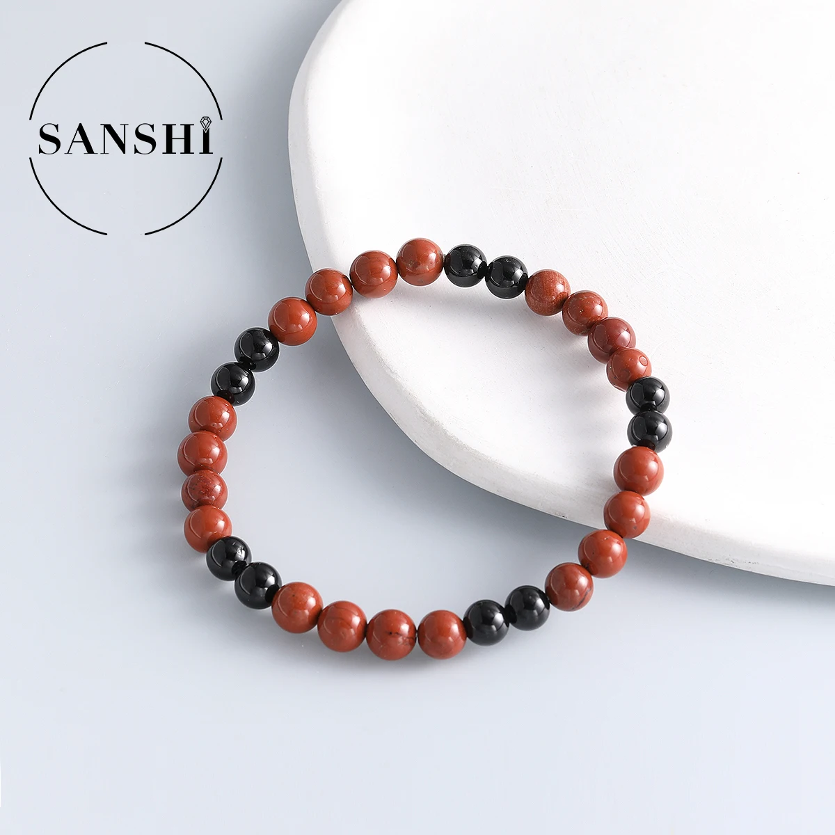 

Minimalist Style Natural Multi-color Spliced Bracelet Red Agate and Aquamarine Suitable for Work Commutes Beach Holidays Gifts