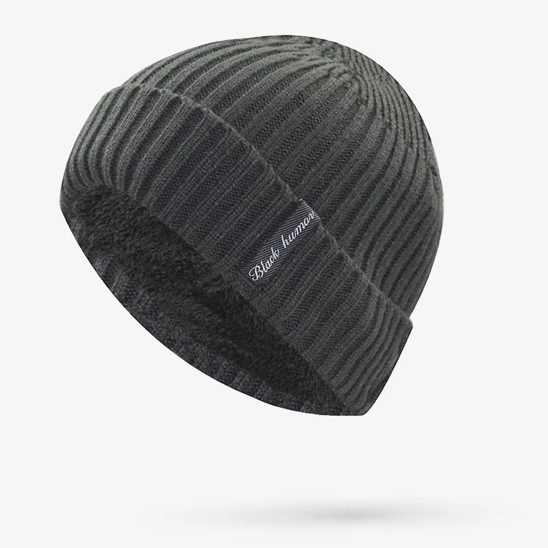 

Unisex Sports Label Knitted Hat Fashion Autumn and Winter Beanie Hats for Woman and Man Add Fur Lined Warm Winter Cap
