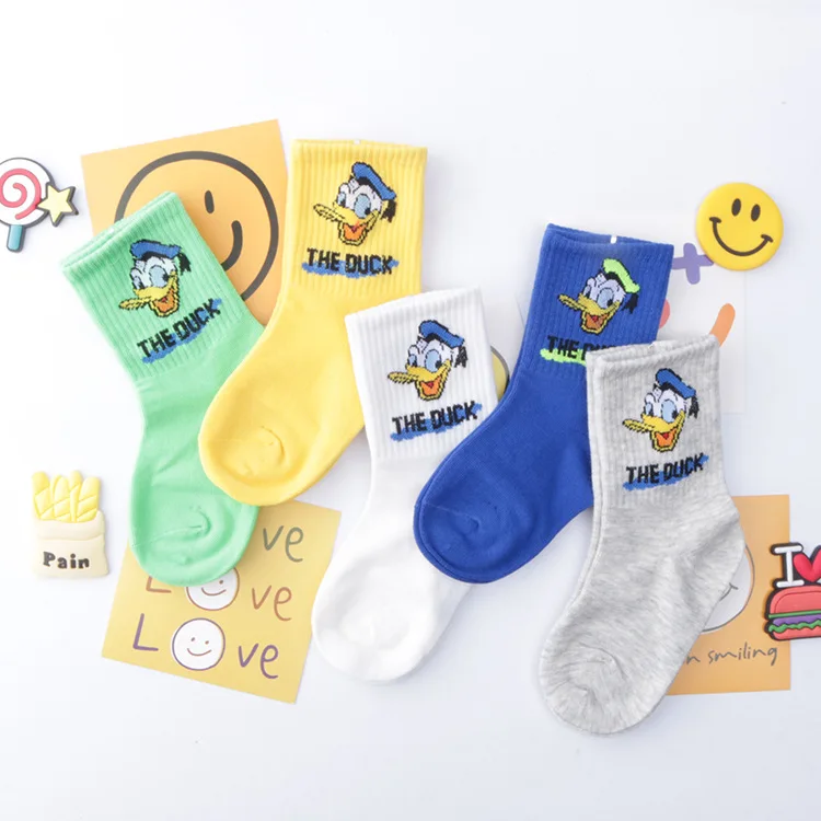 2025 Autumn Children's Socks Boys girls Trendy Pattern Sport Sock cartoon Mid Calf Socks Cotton Socks 5 Pairs