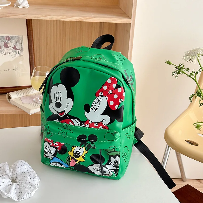 Fashion Tote Bag Disney Mickey PU Travel Backpack Cute Cartoon Laptop Bag Minnie Mouse Large Capacity School Bag for Women