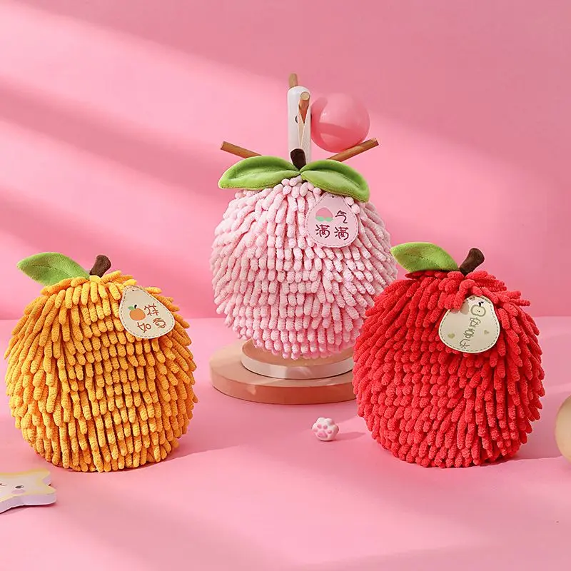 Chenille Hand Towels Wipe Hand Towel Ball with Hanging Loops for Kitchen Bathroom Quick Dry Soft Absorbent Microfiber Handball
