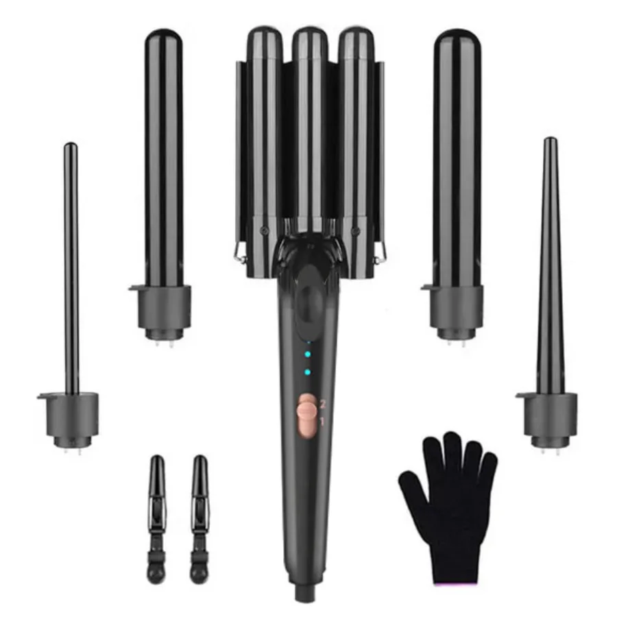 5 in 1 Hair Curling Wand Set Curling Iron with Interchangeable Barrels and Wave Curling Iron, Fast Heating Wand Curler