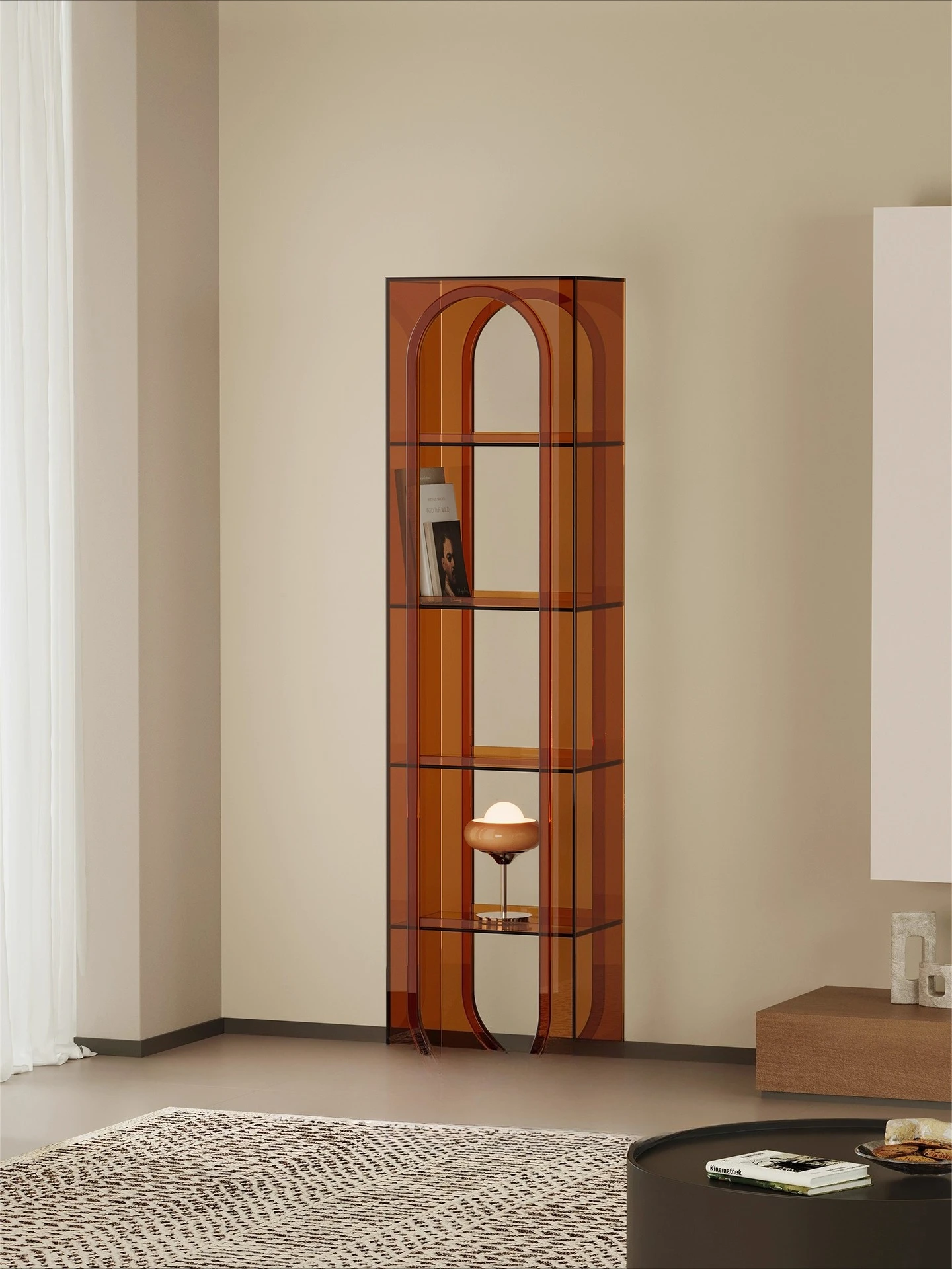 本棚、リビングルームのフロアシェルフ、本棚、壁に一体型のロッカー、収納グリッドキャビネット、シンプルなフィギュアディスプレイキャビネット