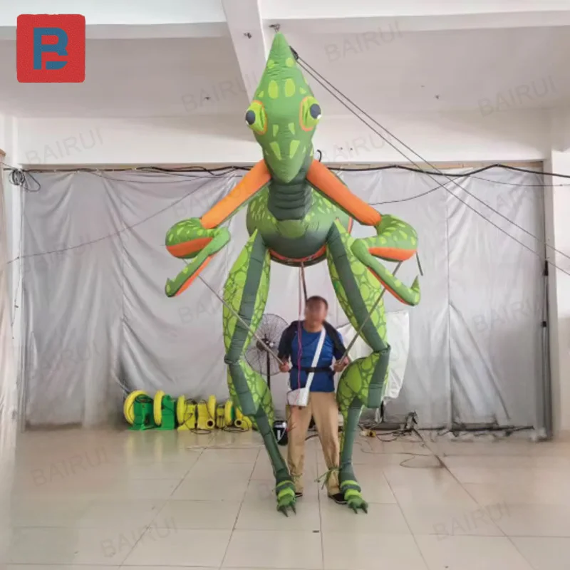 Inflatable green mantis, stage parade event printed inflatable creative puppet insect puppet props