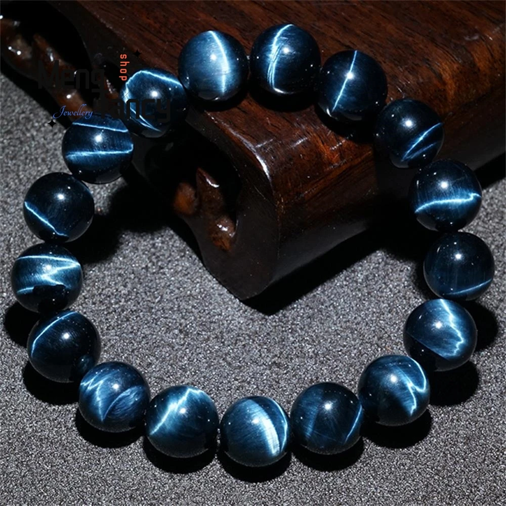 Natural Crystal Lightning Stone Wood Changing Blue Tiger's Eye Bracelet Simple Exquisite Popular Luxury Quality Fashion Jewelry