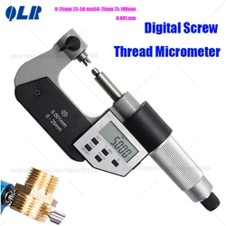 Xibei Digital Screw Thread Micrometer 0-25mm 25-50mm Industrial Quality With Anvils 50-75mm 75-100mm Electronic Outside Gage 1um