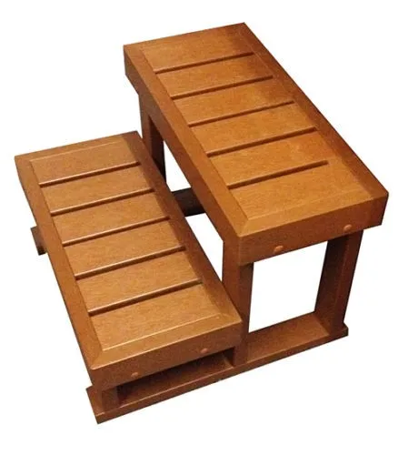 Bañera de hidromasaje al aire libre, escalón de Spa fuerte, Material plástico de madera, escalera antideslizante para piscinas de Spa