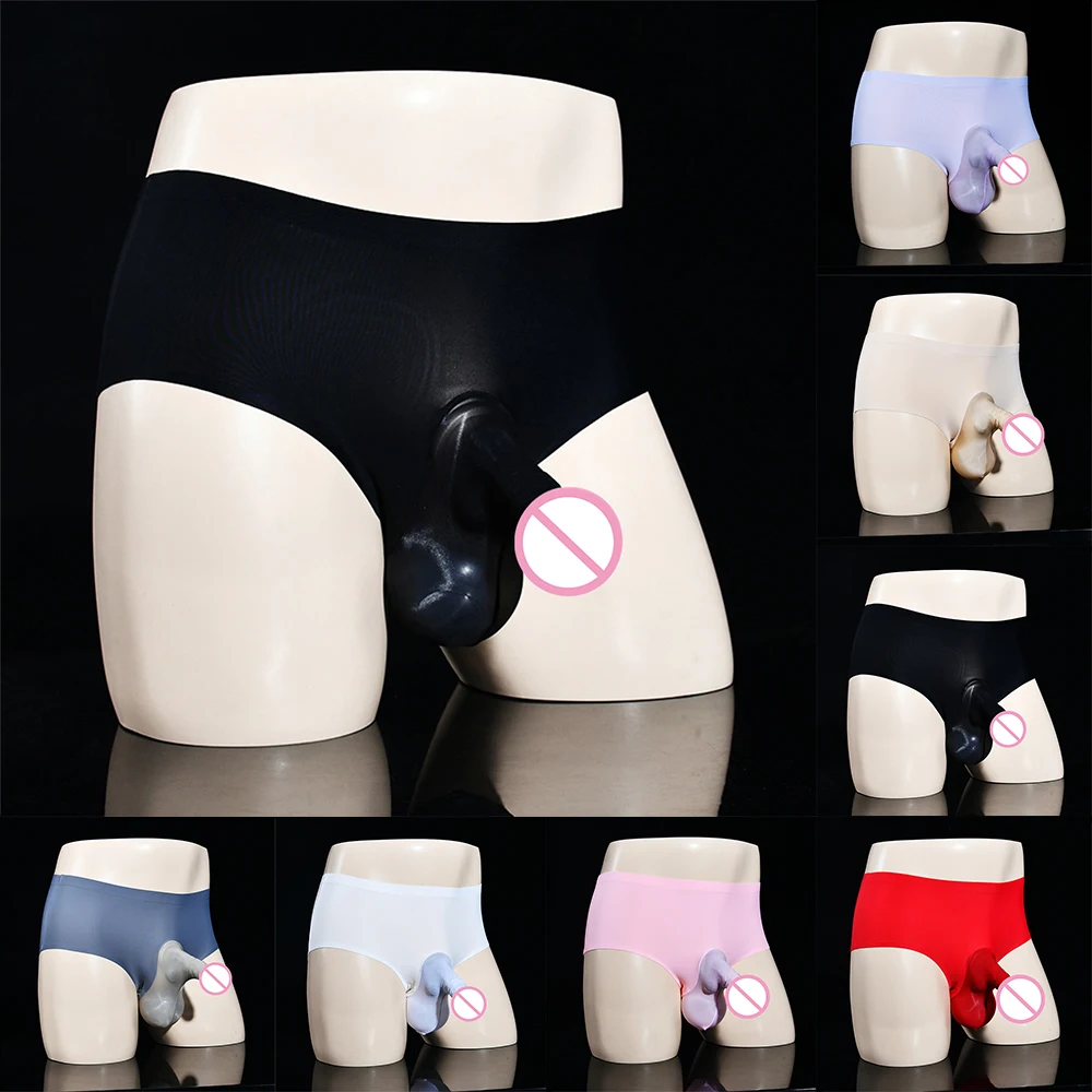 Mens Elephant Nose Panties Briefs Gay Underwear Erotic Lingerie Sexy Underpants Sissy Pouch JJ Sleeve Ice Silk Brief Innerwear