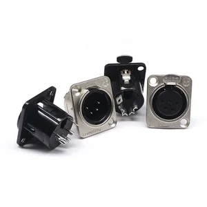 HF XLR 3/4 / 5pin Pria Wanita Panel Audio Mikrofon Jack Konektor Steker Hitam YS145BG YS146BG Kontak Tembaga Soket Logam XLR 10 panel xlr penjualan terbaik - №