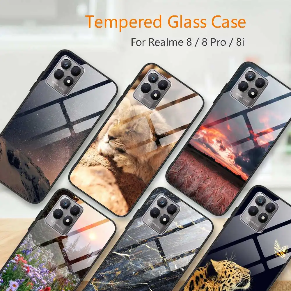 For Realme 8 Pro Tempered Glass Phone Case For OPPO Realme 8i 9i 5 6 7 8 Pro Realme8 5G 9 Pro+ Realme9 pro plus Case Cover Coque