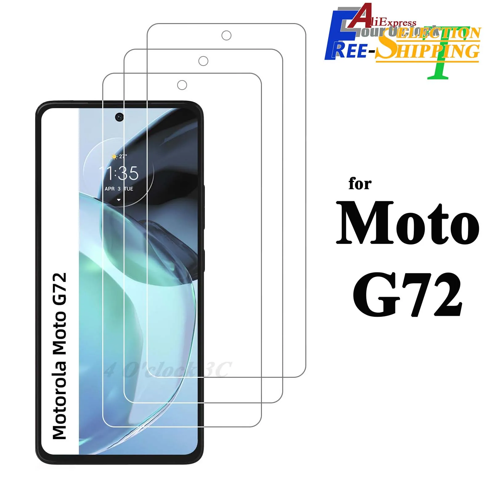 

For Motorola Moto G72 Tempered Glass Screen Protector Crystal 9H Protective HD Clear Scratch Resistant