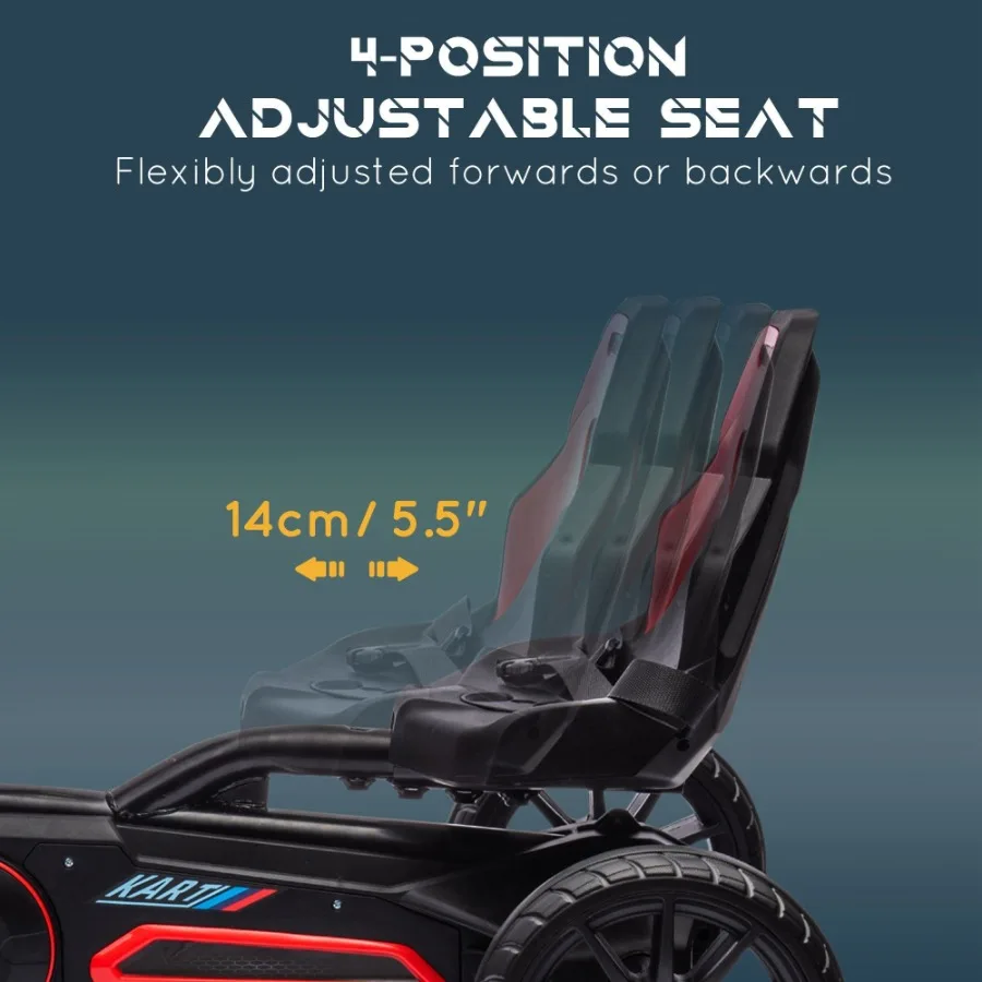Aosom Pedal Go Kart Passeio ao ar livre em brinquedo com assento ajustável Eixo de balanço Freio de mão 4 rodas EVA antiderrapantes para meninos e meninas de idade