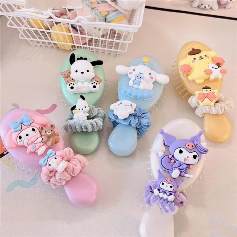 Sanrio Air Cushion Massage Combs Cinnamoroll Kuromi Mymelody Pochacco Portable Comb Hair Brush For Girl Gifts Cartoon