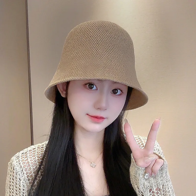 和風小さな香り日焼け止め織麦わら帽子女性のための屋外多用途旅行日よけ帽子 UV 保護バケツ Ha