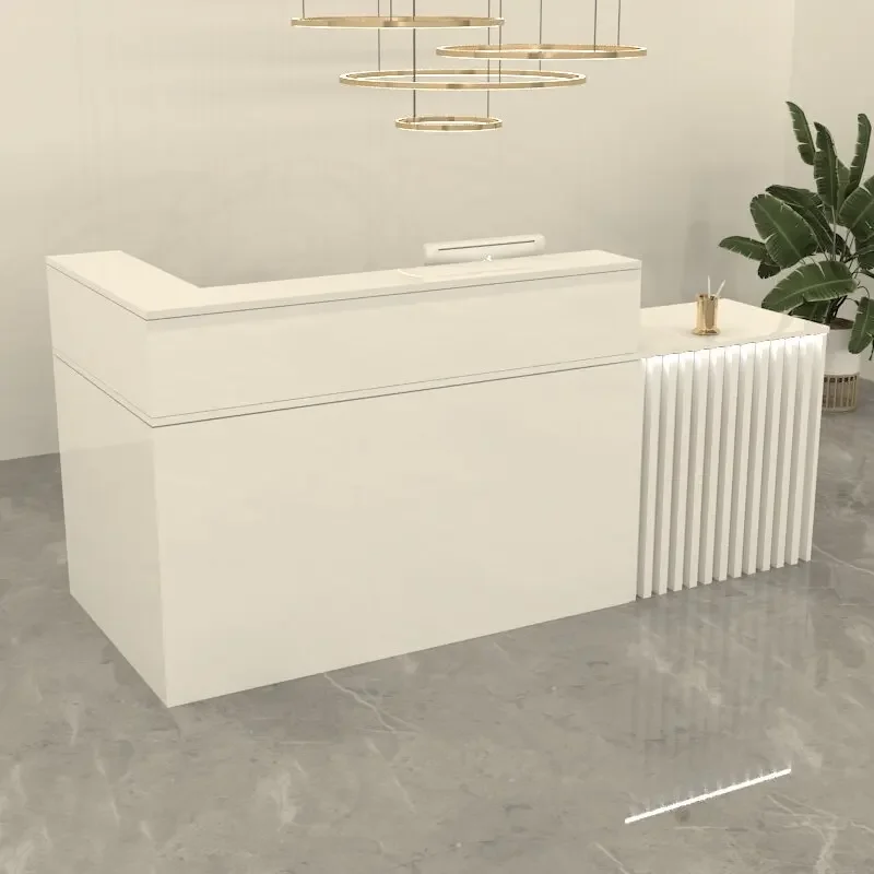 Front Action Reception Desk Wood Spa Salon Pharmacy Beauty Reception Desk Bar Interior Comptoir Caisse Commercial Furniture