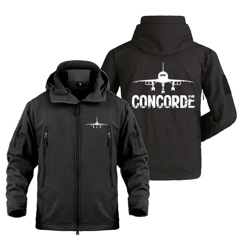 Men Aircraft Concorde Aviation Flight Pilots Outdoor Military Tactical Shark Skin Man Coats Fleece Warm SoftShell Jackets