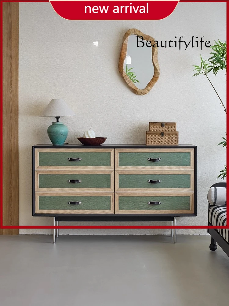 

Wi Light sandalwood medium ancient style solid wood locker side cabinet retro bedroom bedside living room entrance cabinet