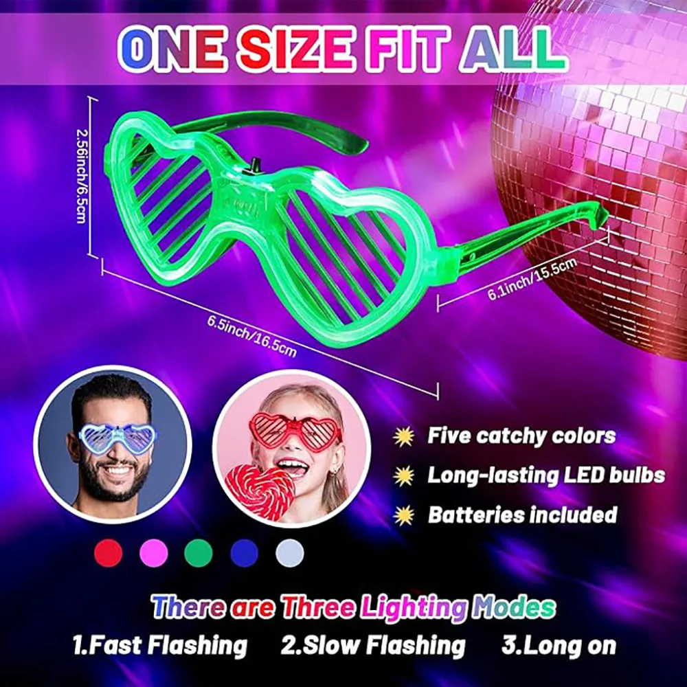 5/10/15/20/30 قطعة Led النيون نظارات الحفلات تضيء النظارات الشمسية توهج في الظلام نظارات للأطفال الكبار لوازم الحفلات