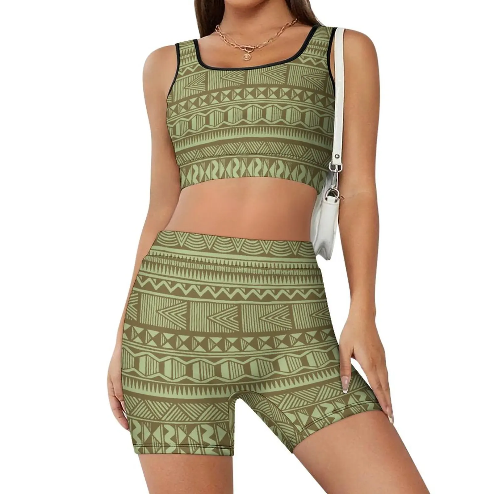 Polynesian Print Women'S Yoga Wear Set 2025 New Style Available For Personalized Customization