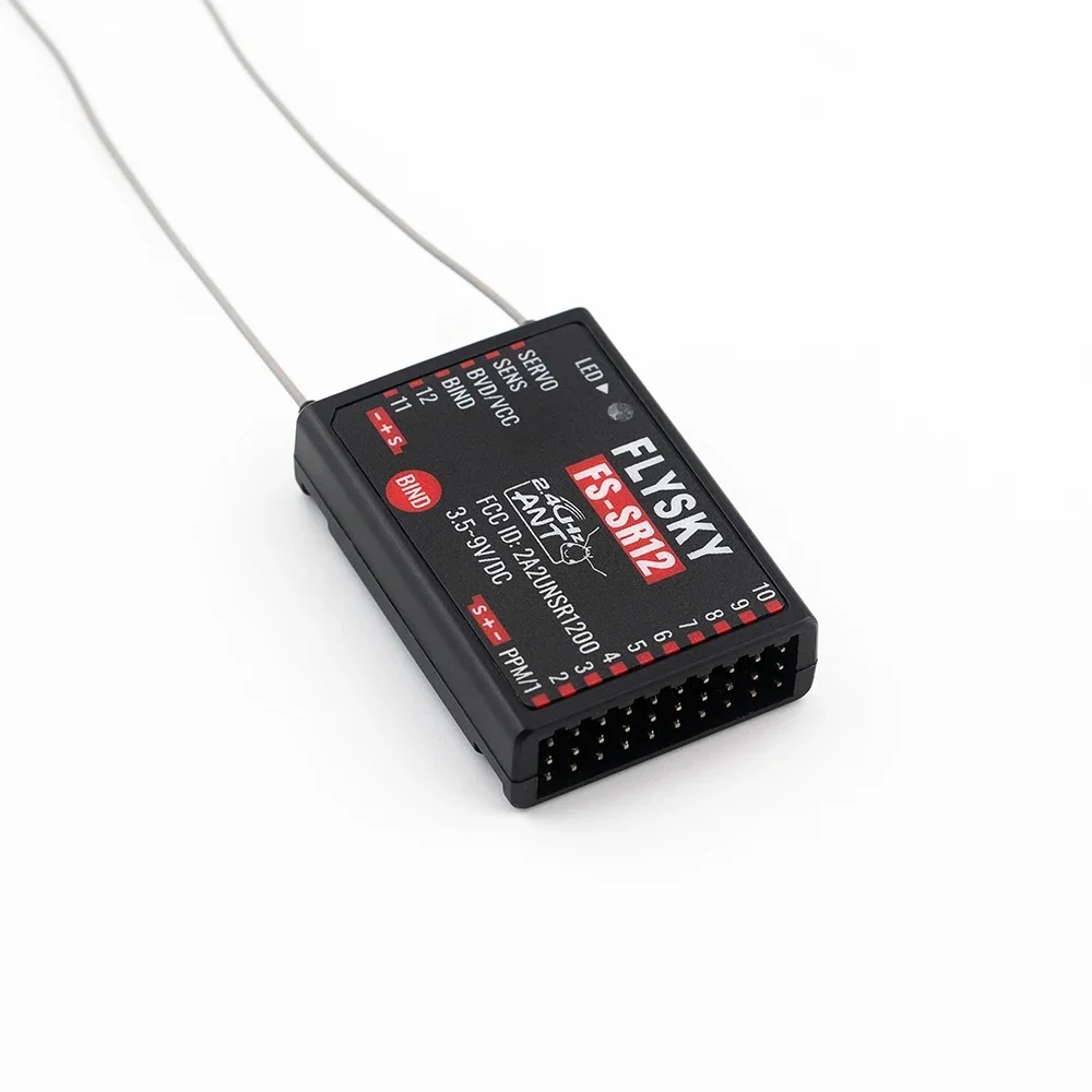 FLYSKY FS-SR12 12 kanalen 2.4G ontvanger dubbele antenne voor RC vaste vleugel auto boot robot model speelgoed ANT protocol zender FS-ST8