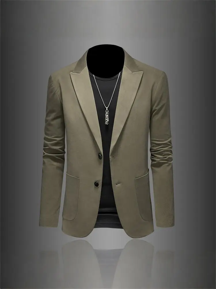 

Men's Busin Casual Slim Fit Plaid Suit Jaet Autumn Winter New Sle Single Piece Faionable Ele Polyester Fiber