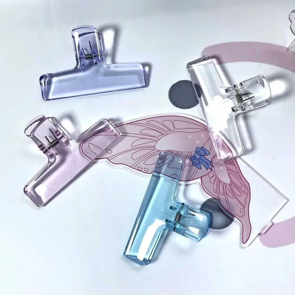 Transparent Korean Binding Clips Test Paper Student Stationery Bookmark Binder Memo Clip Fixing Clips Page Holder Paperclips