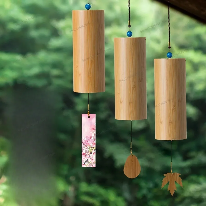 For Hand Cranked Chord Wind Chimes, Courtyard Outdoor Yoga Wooden Interior Decoration