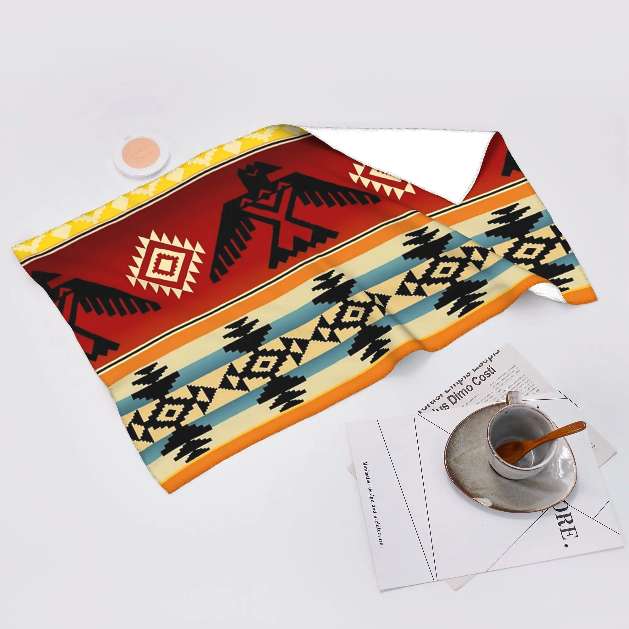 Custom Thunderbird  Native American Pattern Soft Face Towel Quick Dry Pool Bath Cotton Towels Absorbent Quick
