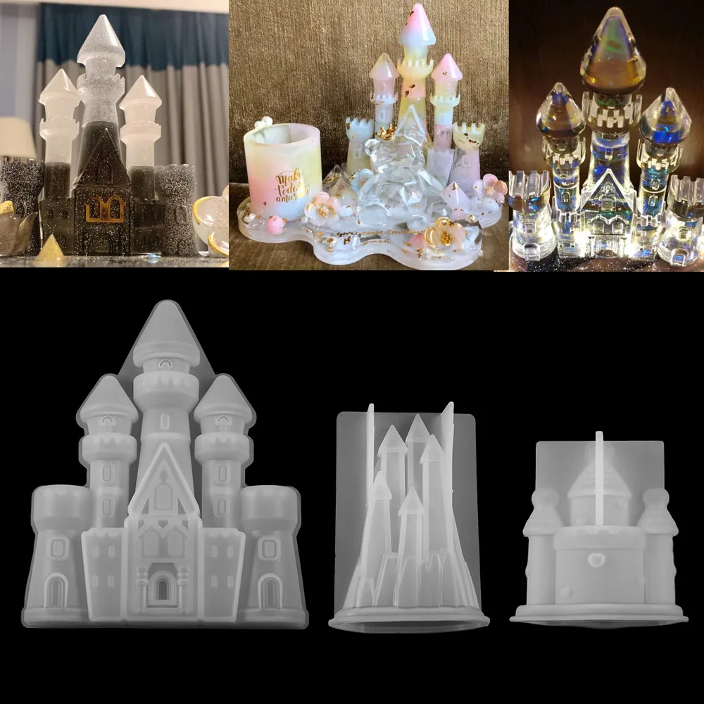 1 Pcs Castle Silicone Molds Villa Christmas House UV Epoxy Resin Mold For DIY Crafts Home Decoration Tool Jewelry Making